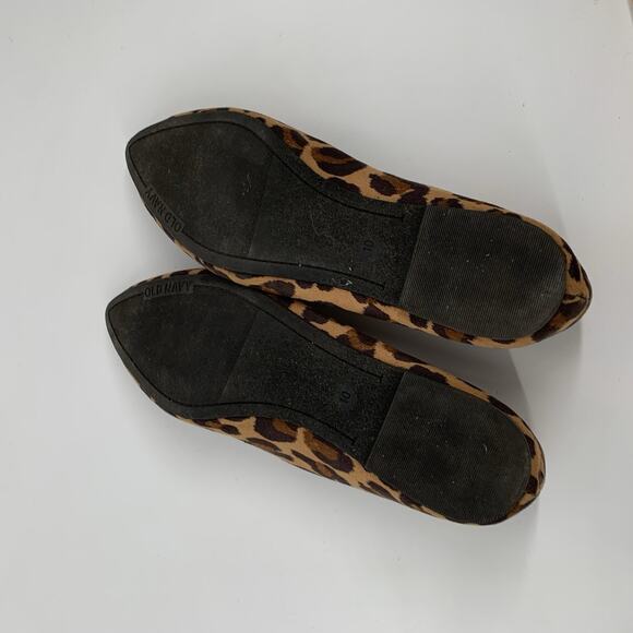 Old Navy Leopard Print Faux Suede Pointed Toe Ballet Flats Size 10 Womens Brown - Picture 8 of 8